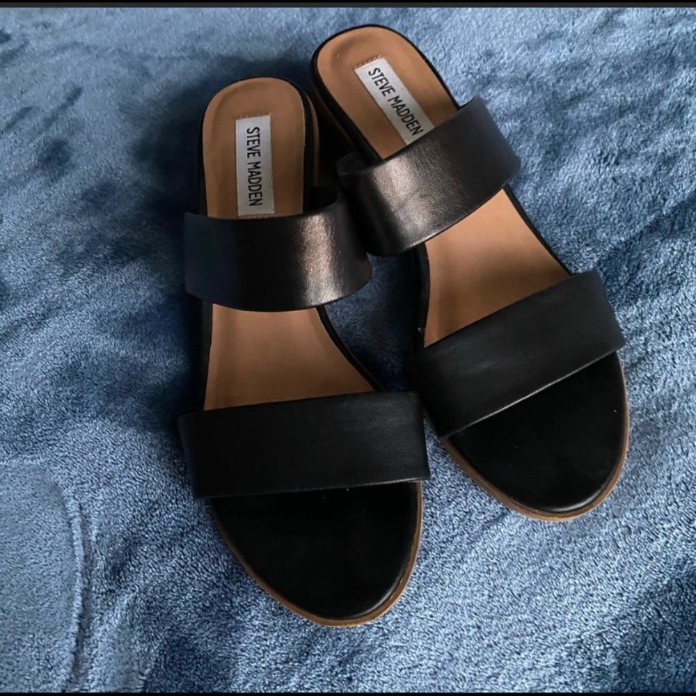 Steven Madden Double Strap Block Heel Mule Sandal
